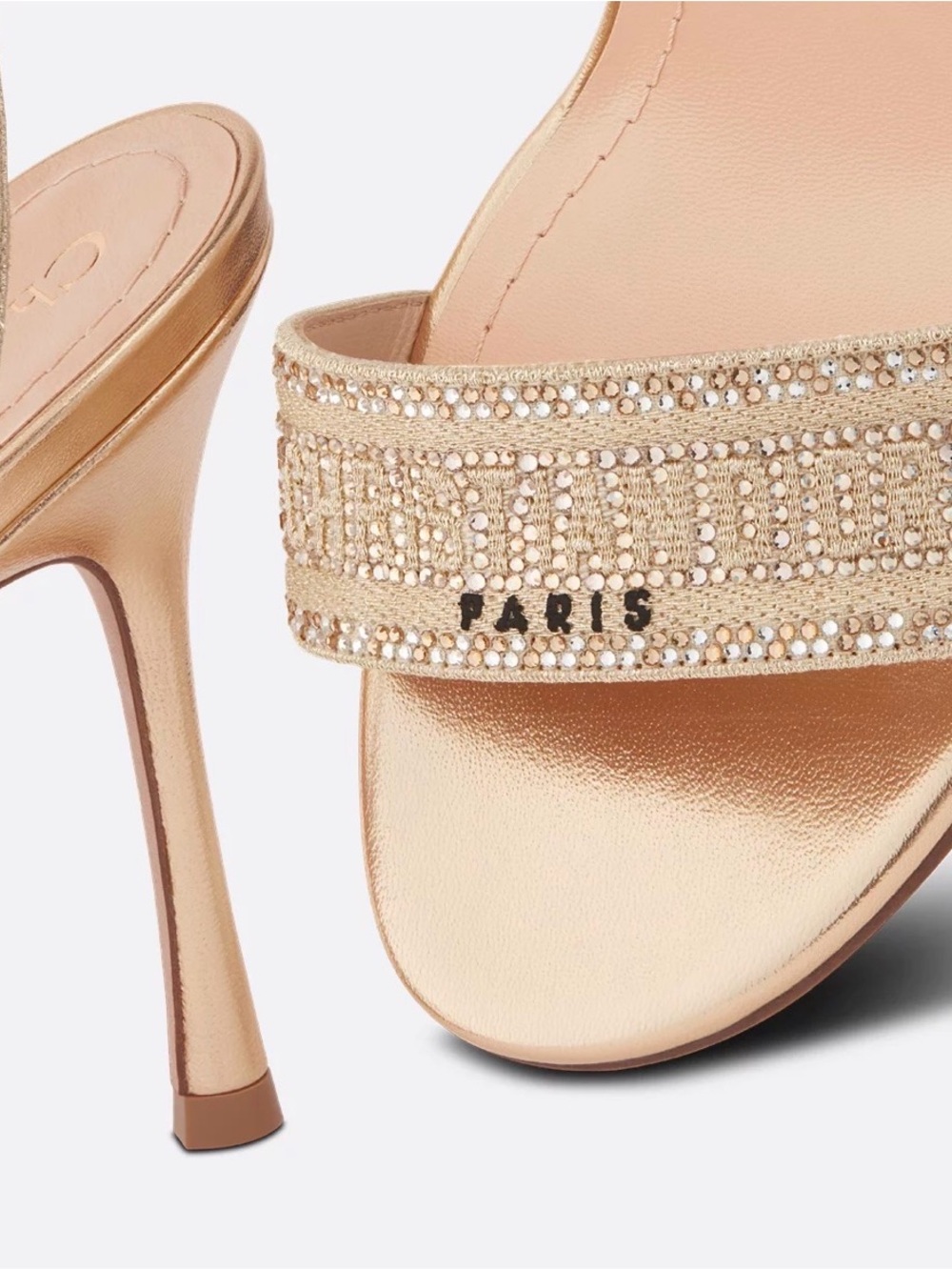 Christian Dior Gold Crystal Embellished Ankle-Strap Sandal. Worn once. - Picture 3 of 16